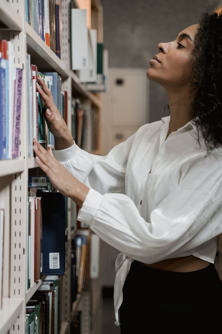 A Woman Browsing Books