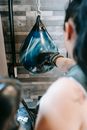 Female practicing bunch in boxing club