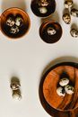 Brown Round Plate on White Table