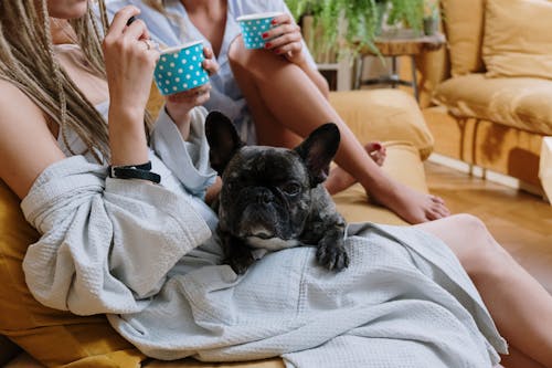 Women in Pajamas Sitting on the Couch while Eating Sundae