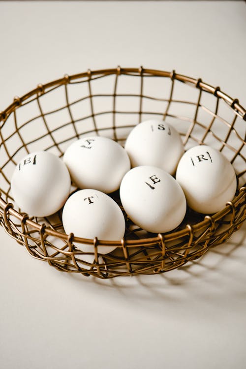 Close-Up Shot of Eggs on a Basket