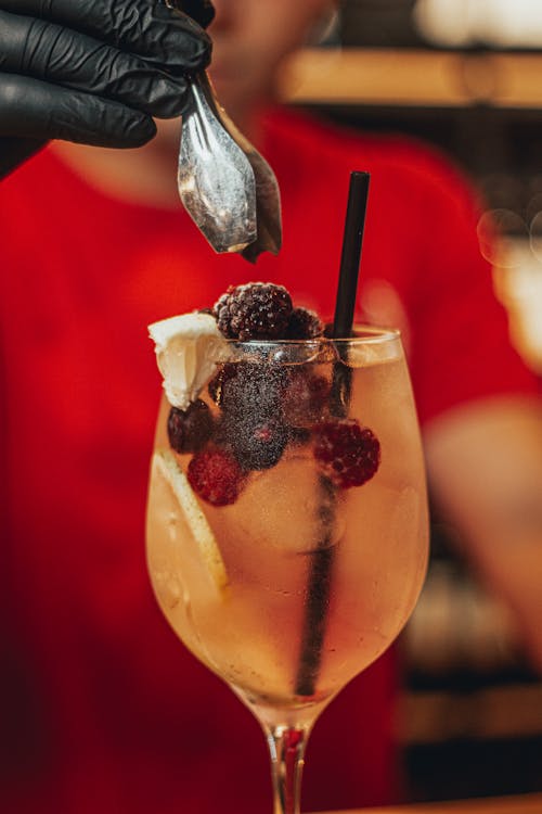 Free Clear Drinking Glass With Ice and Fruits Stock Photo