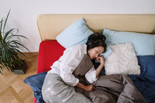 Free  A Woman Sleeping on the Bed Stock Photo