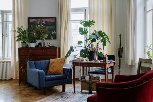 A Potted Monstera Deliciosa Plant on a Wooden Table