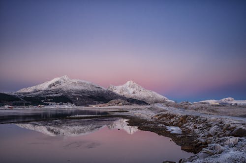 Lake in Mountains in Winter