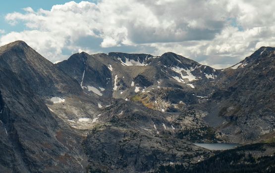 A breathtaking view of the snow-capped peaks in the Rocky Mountains, Colorado.