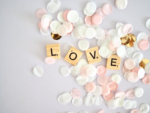 Love Text Cutout and Petals