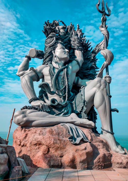 azhimala 시바 동상, 거룩한 축제, 건축 세부의 무료 스톡 사진