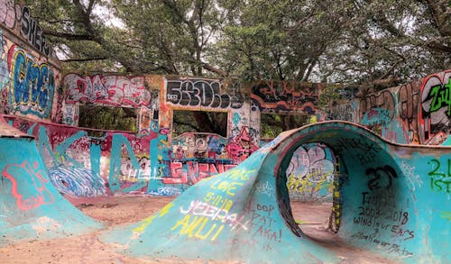 Free Skatepark in Graffiti Stock Photo