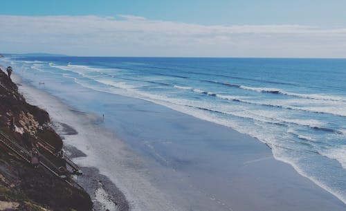 Free Drone Shot of Waves on Shore Stock Photo