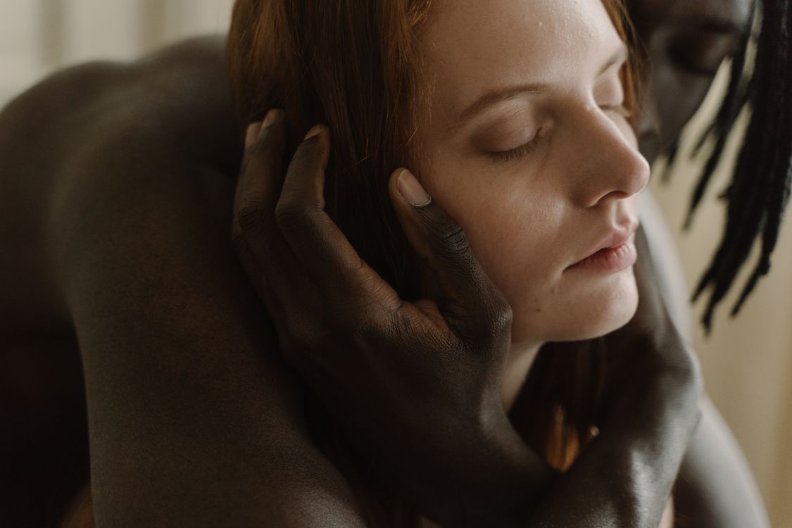 Proper Embrace Close up of Woman Face and Man Hand Hugging · Free Stock Photo