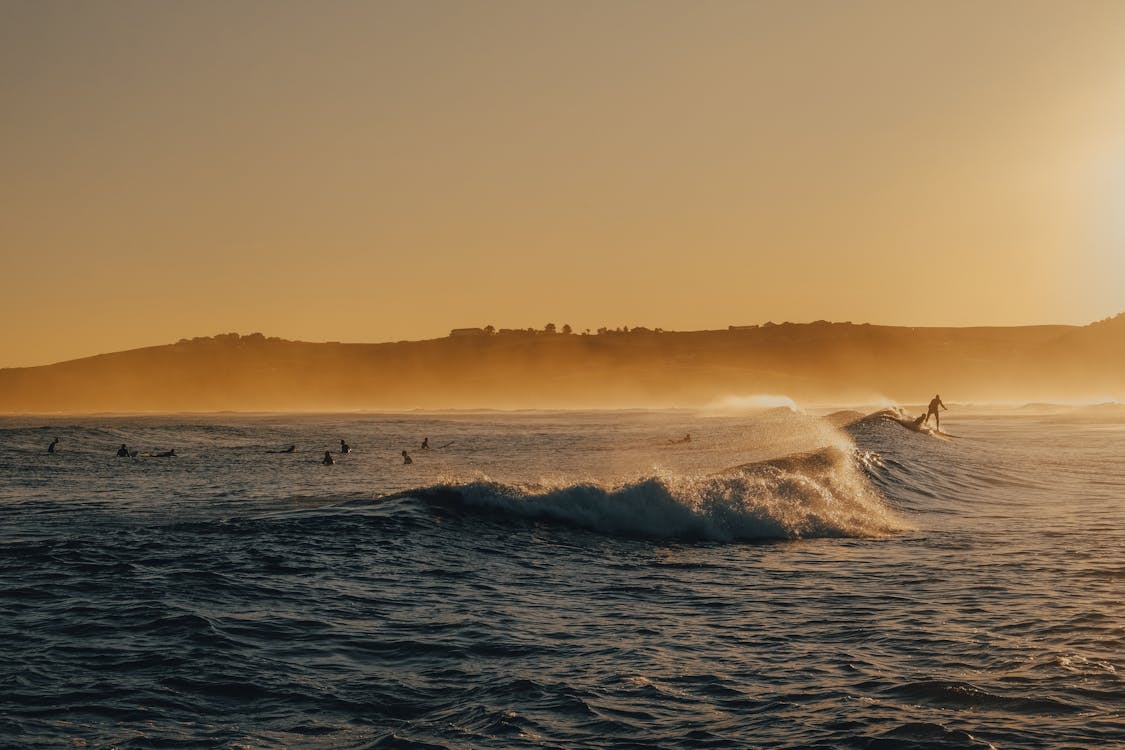 People Surfing during Sunset