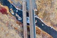 Top View of a Railroad Track over the Stream