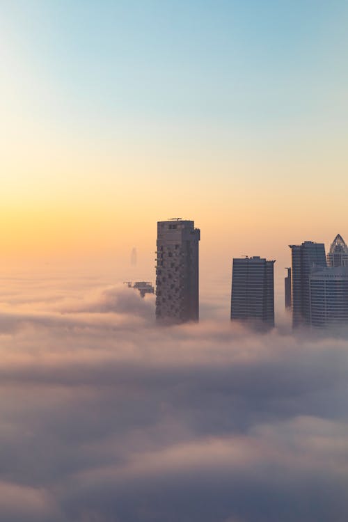 Foto stok gratis awan, Fajar, gedung menara