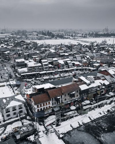Srinagar winter aerial