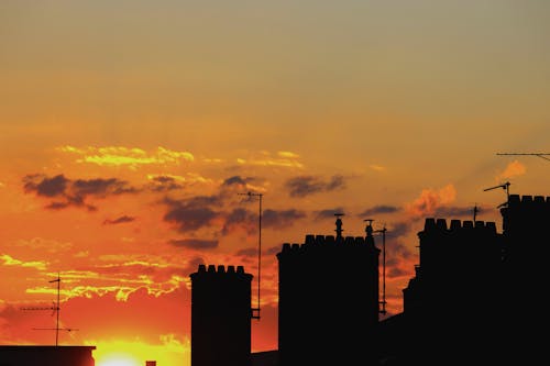 Silhouette of City Buildings during Beautiful Sunset
