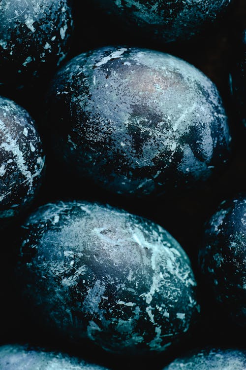 Close-up of Patterned Blue Eggs 