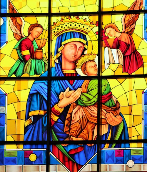 Free Mary and Jesus Stained Glass Stock Photo