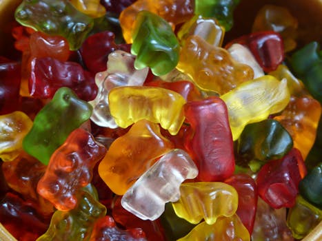 Yellow Red Green Gummy Bear Candy