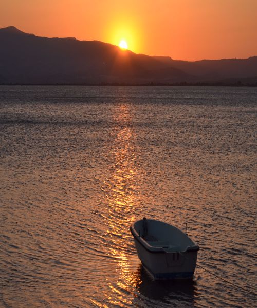 Free stock photo of golden sunset, mediterranean, rowboat Stock Photo