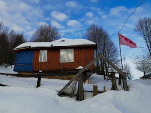 olddays的房子, 冬季, 土耳其國旗 的 免費圖庫相片