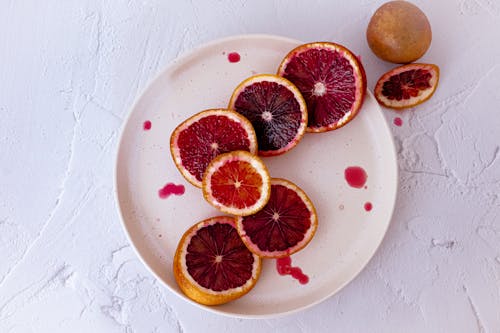 Slices of Blood Orange on Plate