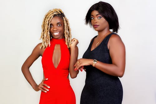 Two Women in Party Dresses 