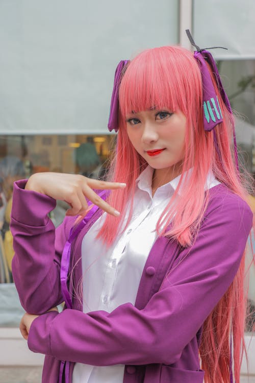 Pretty Cosplayer with Pink Hair