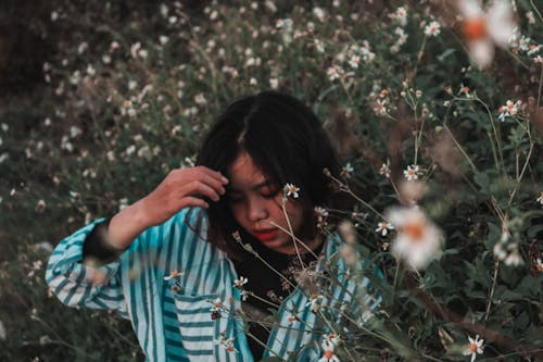 Kostnadsfri bild av äng, asiatisk tjej, blommor