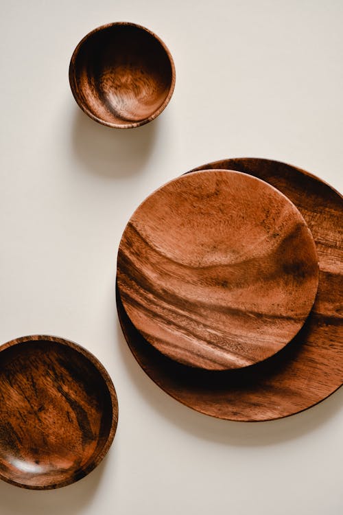 Olive Wooden Kitchenware on White Surface