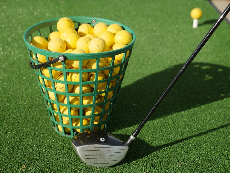 Yellow Golf Balls In A Basket