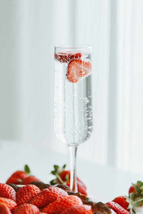Gratis lagerfoto af drink, glas, jordbær