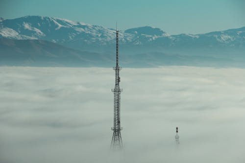 Aerial View of an Antenna Tower