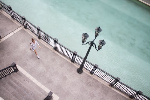 Low Angle Shot of a Woman Walking on the Street