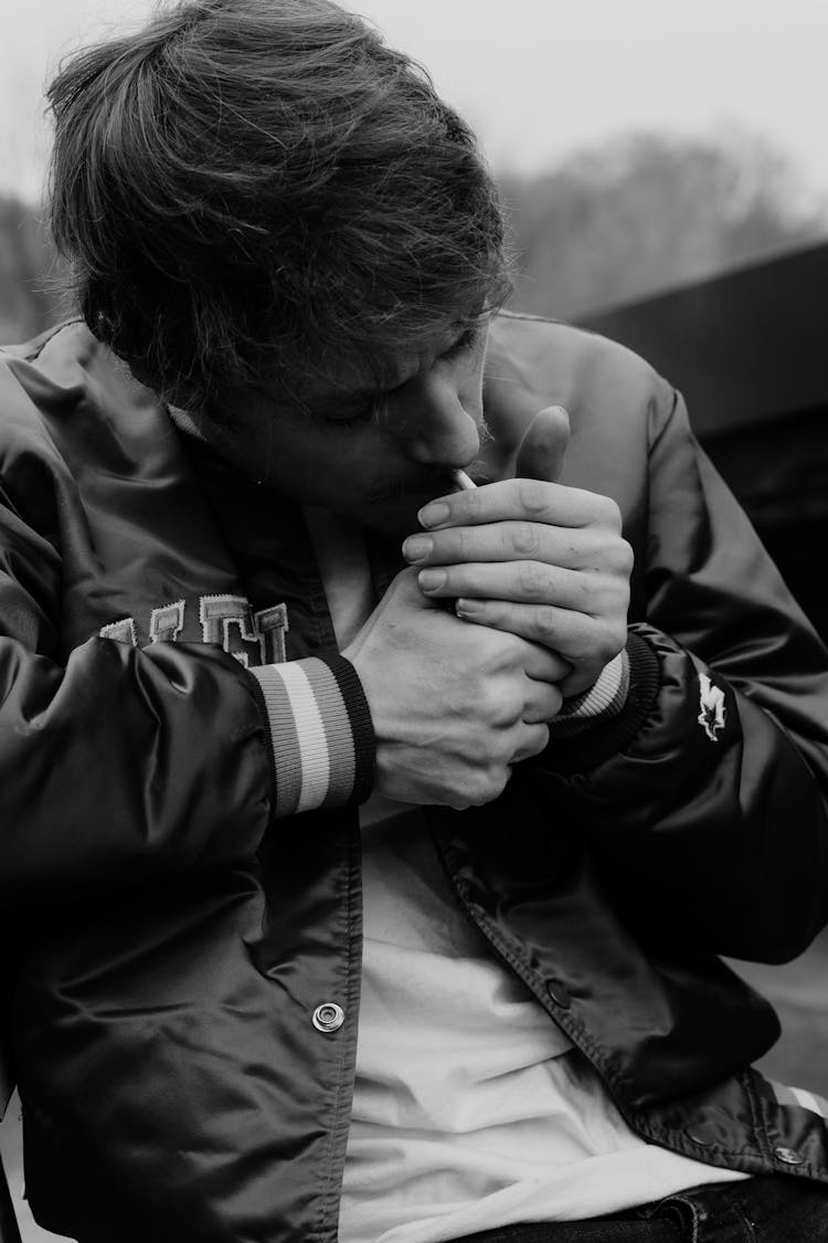 A Man Smoking Cigarette