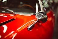 Red and Silver Car Steering Wheel