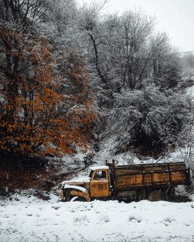 An Abandoned Truck in the Forest