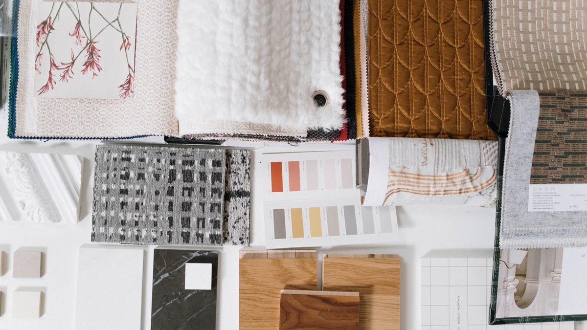 Flat lay of fabric swatches in different weights and textures