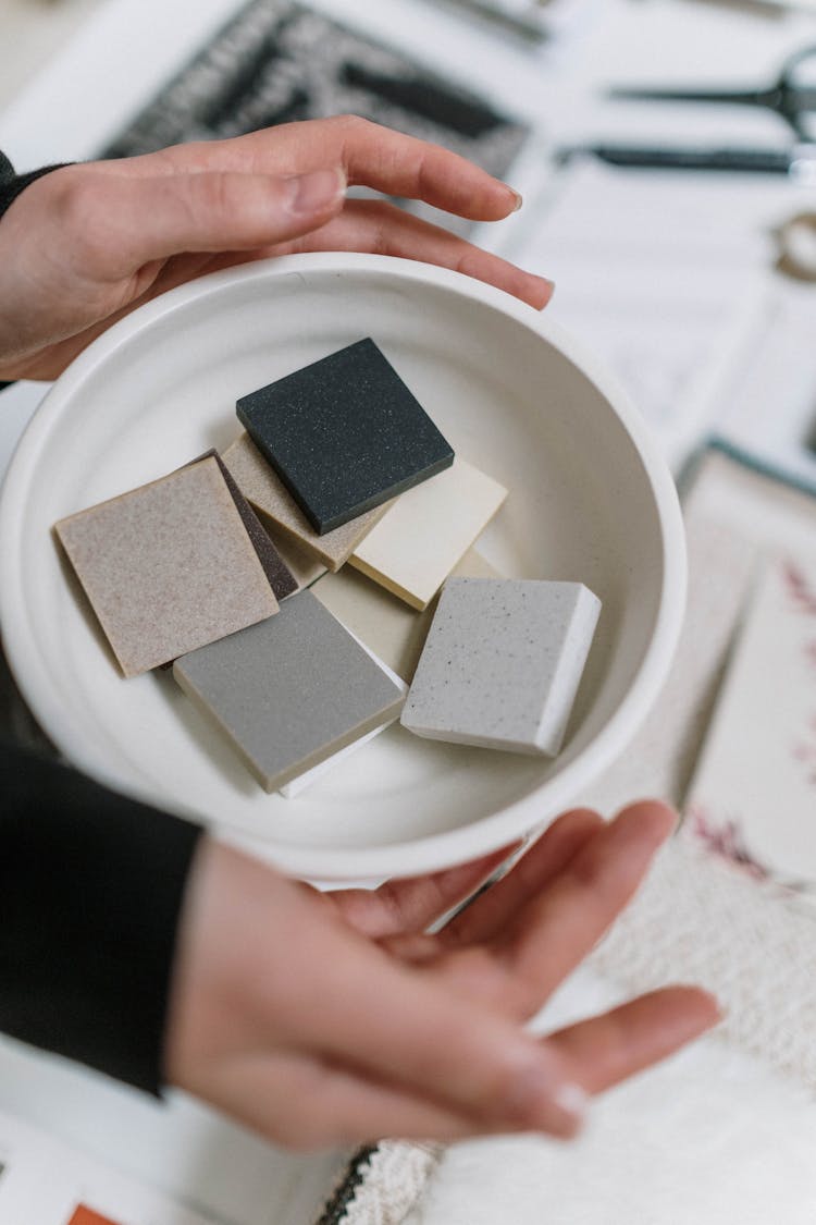 Samples Of Tiles In Ceramic Bowl