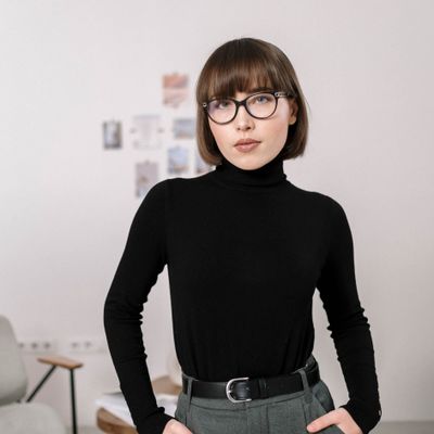 Black Fitted Turtleneck Sweater