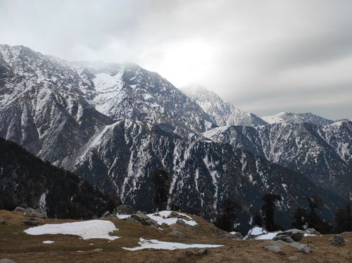 Free Breathtaking view of snow-covered Himalayan peaks in Dharamshala, India. Stock Photo