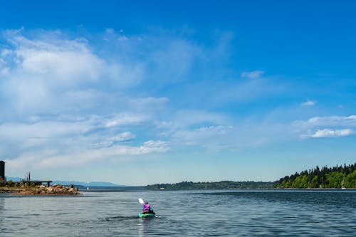 A person Kayaking on the Lake