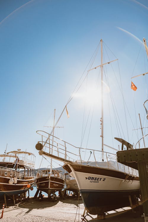 Yachts and Sailboats in Harbor 