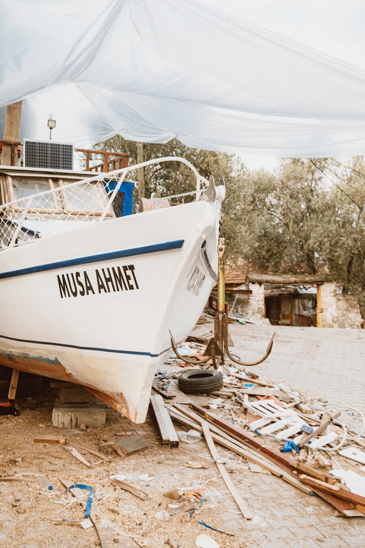 Boat On Seashore After Earthquake