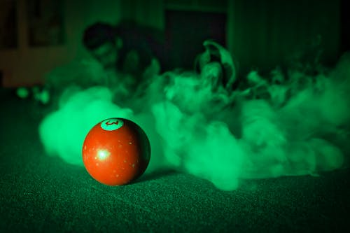 Free stock photo of colored smoke, green background, pool table