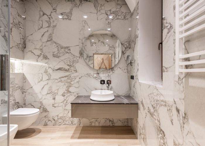 Finished master bathroom in Corona