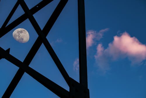 A View of the Moon and a Blue Sky