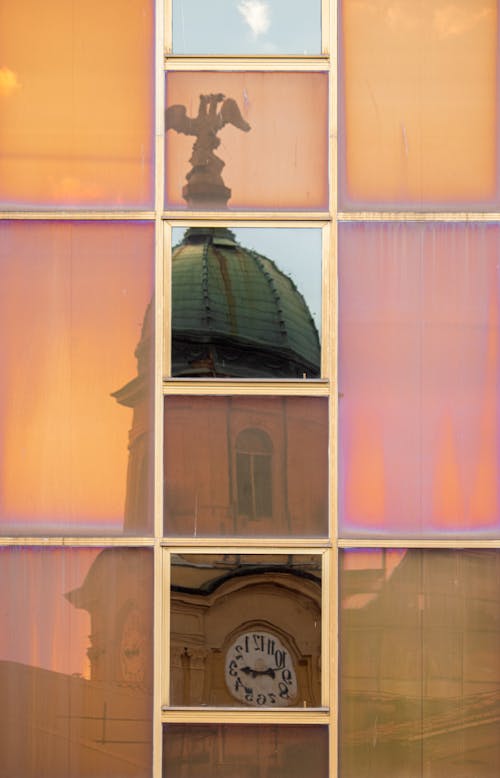 Building Tower behind Colorful Windows