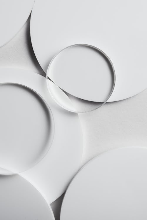 Petri Dishes and Round Plates on a White Surface