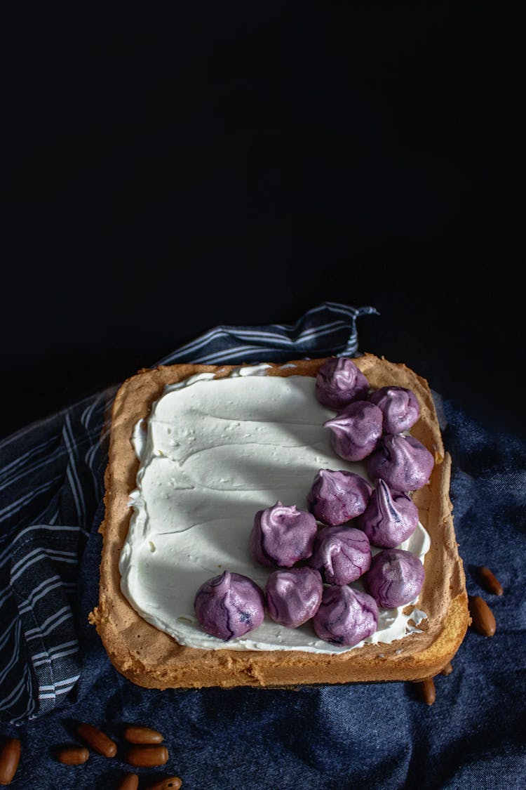 Bread With Cream And Purple Icing